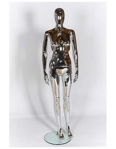 Chrome Female Ghost Sport Mannequin with Egg Head for Clothing Display