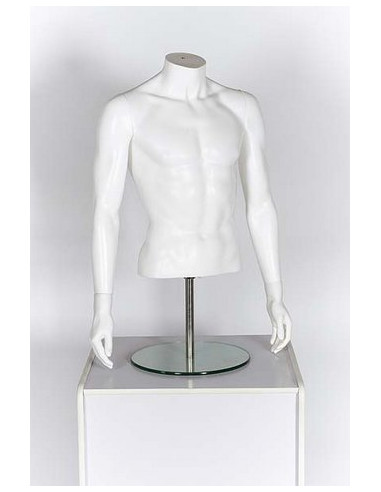 Gloss White Headless Torso Mannequin with Arms for Male Clothing Display