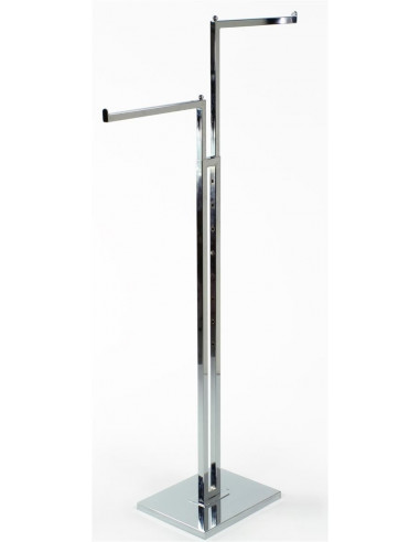 Chrome Clothes Rail Display Stand  - Adjustable Two Arms Clothes Display Stand