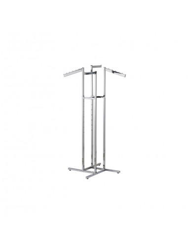 Chrome Clothes Rail Display Stand  - Adjustable Four Arms Clothes Display Stand