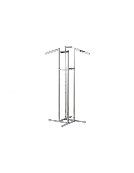 Chrome Clothes Rail Display Stand  - Adjustable Four Arms Clothes Display Stand