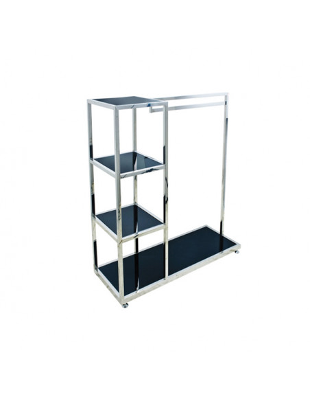 Clothing Store Boutique Furniture Stainless Steel Garment Rack - Side Shelf Clothing Rail