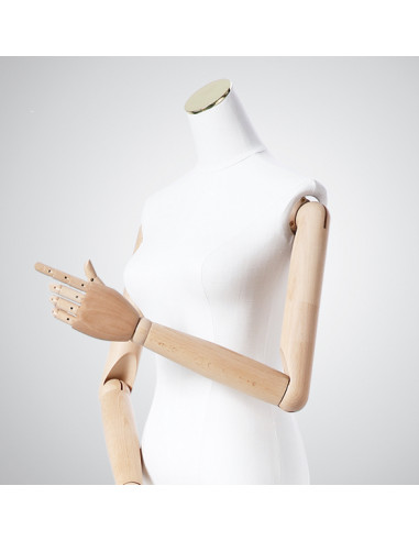Tailored Busts Mannequins Tailors Dummy with Articulated Wooden Arms and Metal Stand (Headless)