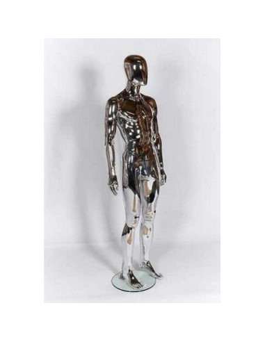 Chrome Male Ghost Sport Mannequin with Egg Head for Clothing Display