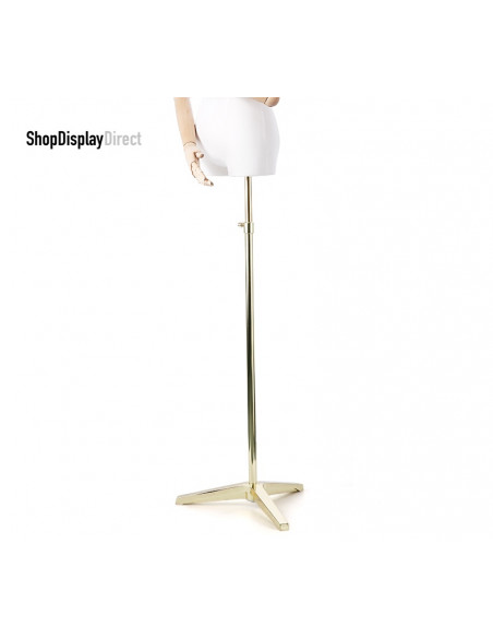 Tailored Busts Mannequin Tailors Dummy with Articulated Wooden Arms and Metal Stand - Male  - White - Egg Head