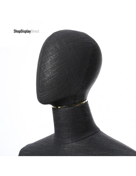 Articulated Wooden Arms Male Mannequin Tailors Dummy with Metal Stand - Black - EggHead