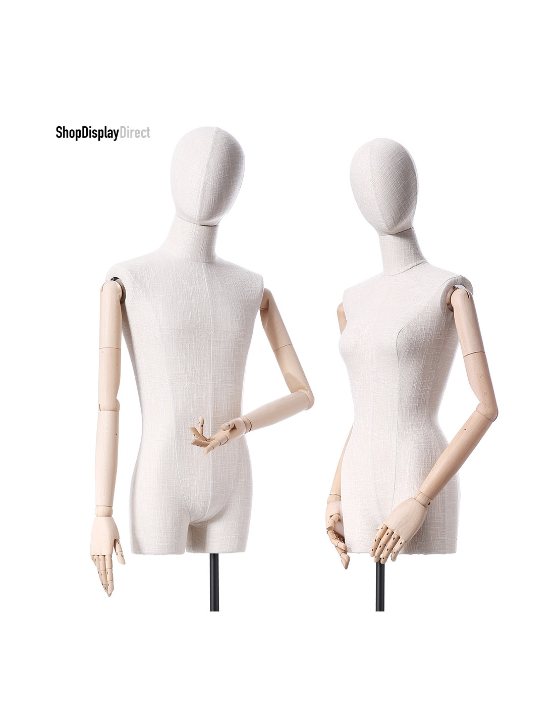 High Quality Mannequin  With Articulated Wooden Arms & Metal Base 
